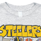 Neck label close-up of the gray Pittsburgh Steelers Hunt Club T-shirt