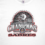 Front graphic close-up of the white Buffalo Sabres Eastern Conference Champions T-shirt
