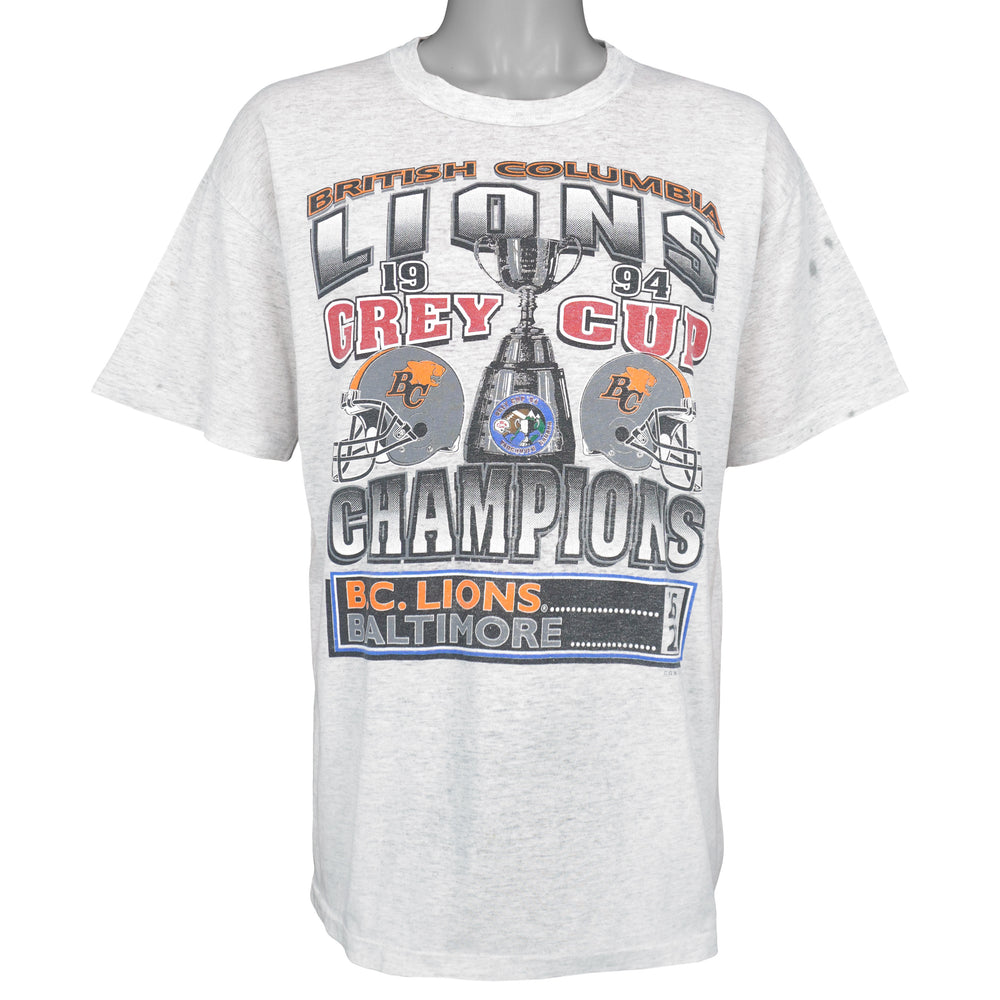 Gray BC Lions T-shirt with 1994 Grey Cup trophy and helmet graphic