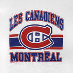 Front graphic close-up of the white Montreal Canadiens 1988 logo sweatshirt