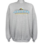 Gray sweatshirt with embroidered Jacksonville Jaguars logo and lettering