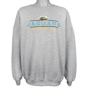 Gray sweatshirt with embroidered Jacksonville Jaguars logo and lettering