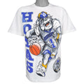 White Georgetown Hoyas T-shirt with dog basketball mascot graphic