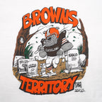 Front graphic close-up of the white Cleveland Browns Territory graphic T-shirt