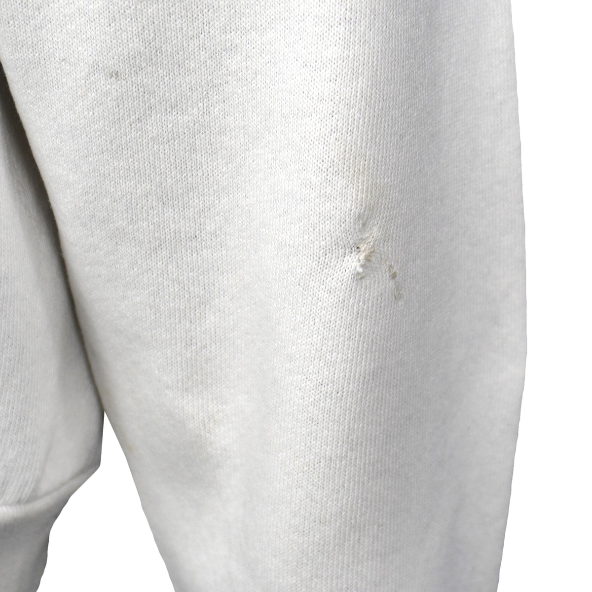 Repaired sleeve area close-up of the gray Tennessee Vols bear graphic sweatshirt