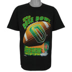 Front of black T-shirt with 1995 Rose Bowl Oregon football and rose graphic
