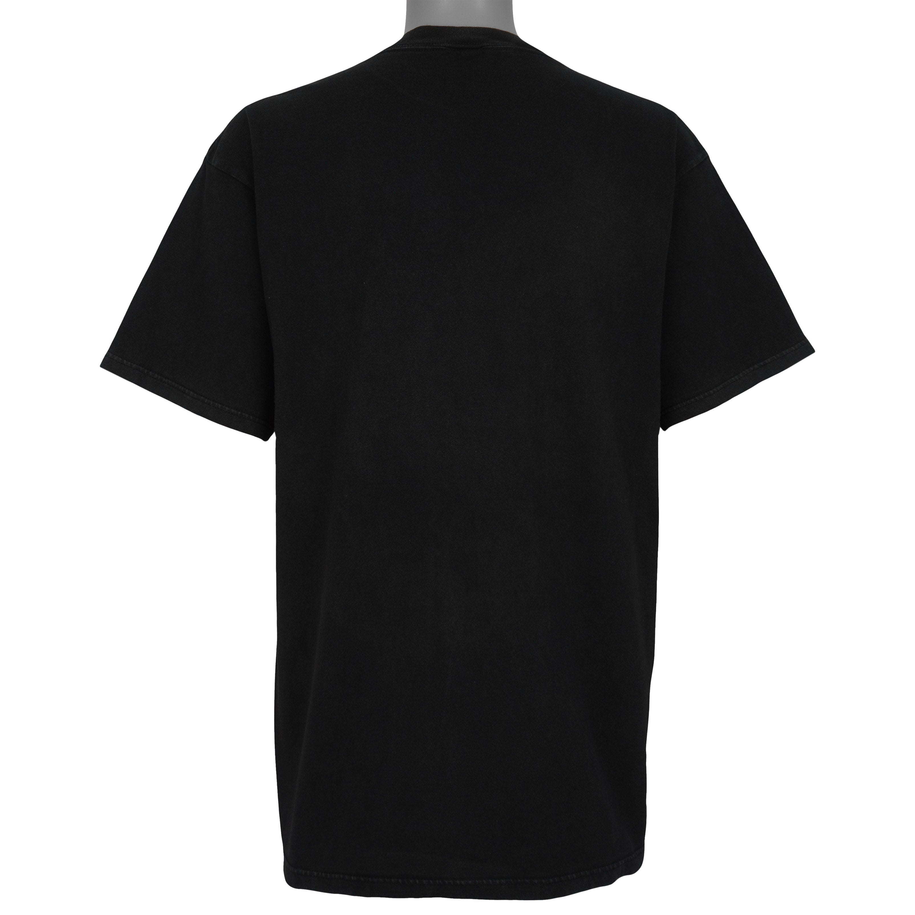 Back view of the black Tampa Bay Devil Rays Evil Rays short sleeve graphic T-shirt showing the rear construction