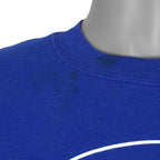 Blue Los Angeles Rams sweatshirt neckline with dark discoloration near the collar
