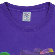 Purple ribbed collar with a white Delta neck label