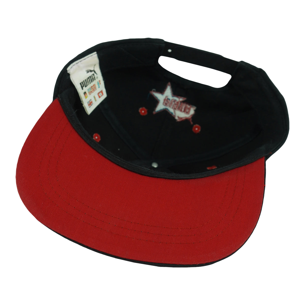 Interior of the Puma cap showing the red underbrim and black crown