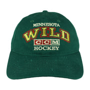 Green 2000s NHL CCM Minnesota Wild hockey cap front with embroidered team lettering