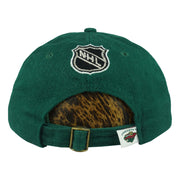 Back view of the Minnesota Wild cap with NHL shield and adjustable buckle strap