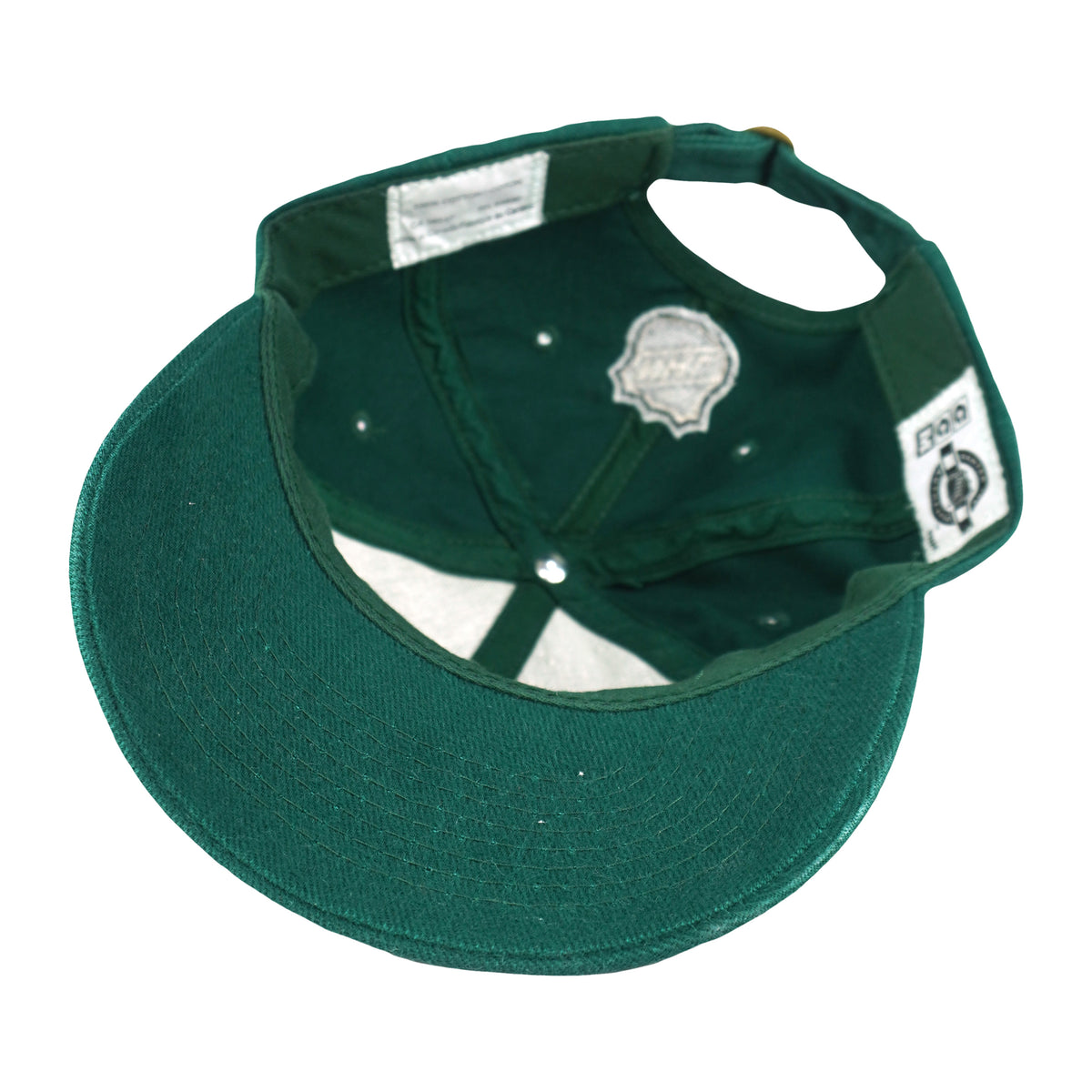 Interior view of the green Minnesota Wild cap and matching underbrim