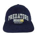 Navy 1990s NHL CCM Nashville Predators hockey cap front with embroidered team lettering