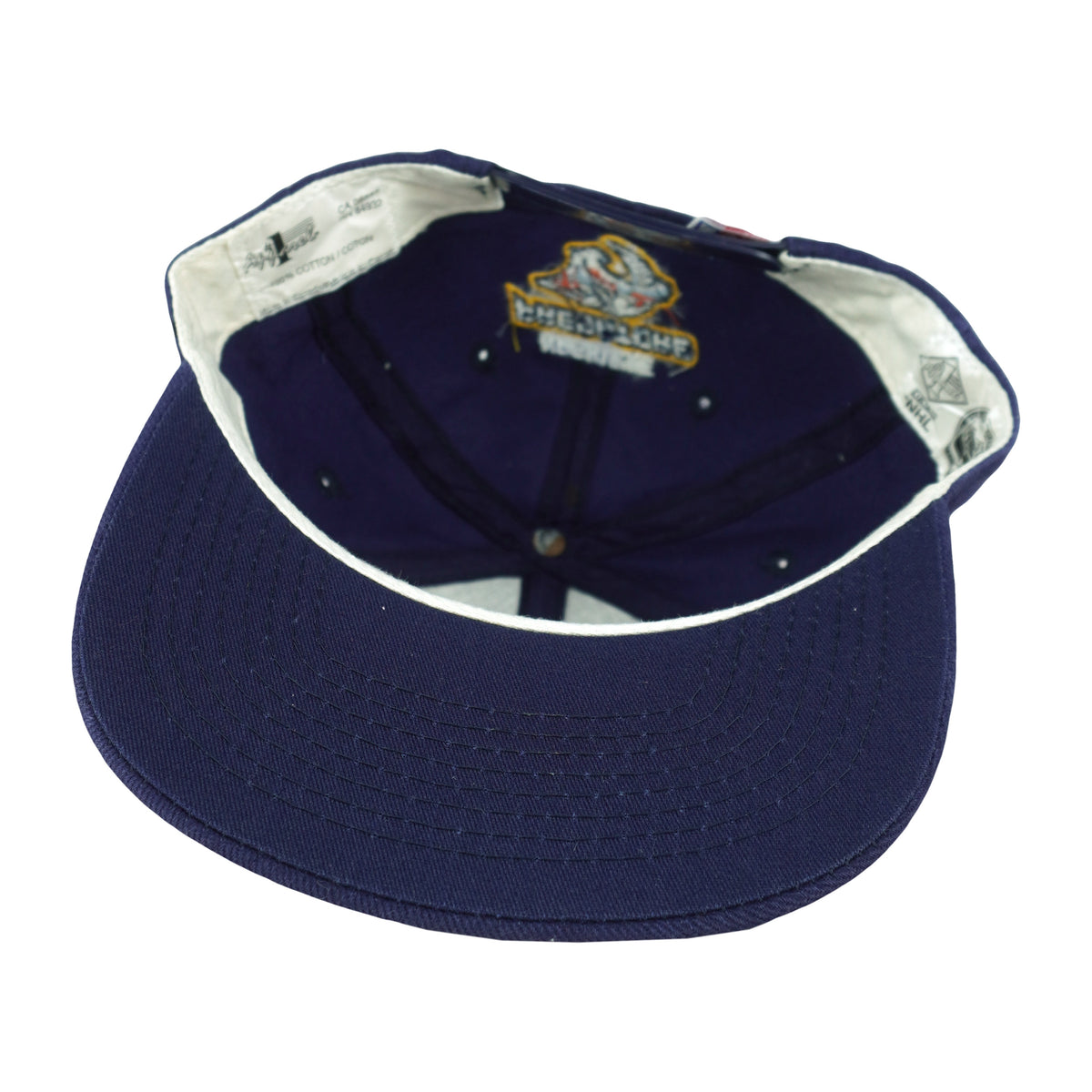 Interior view of the Predators cap with navy underbrim and white inner lining