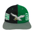 Black green and gray 1990s NFL American Needle Philadelphia Eagles cap with wraparound team embroidery