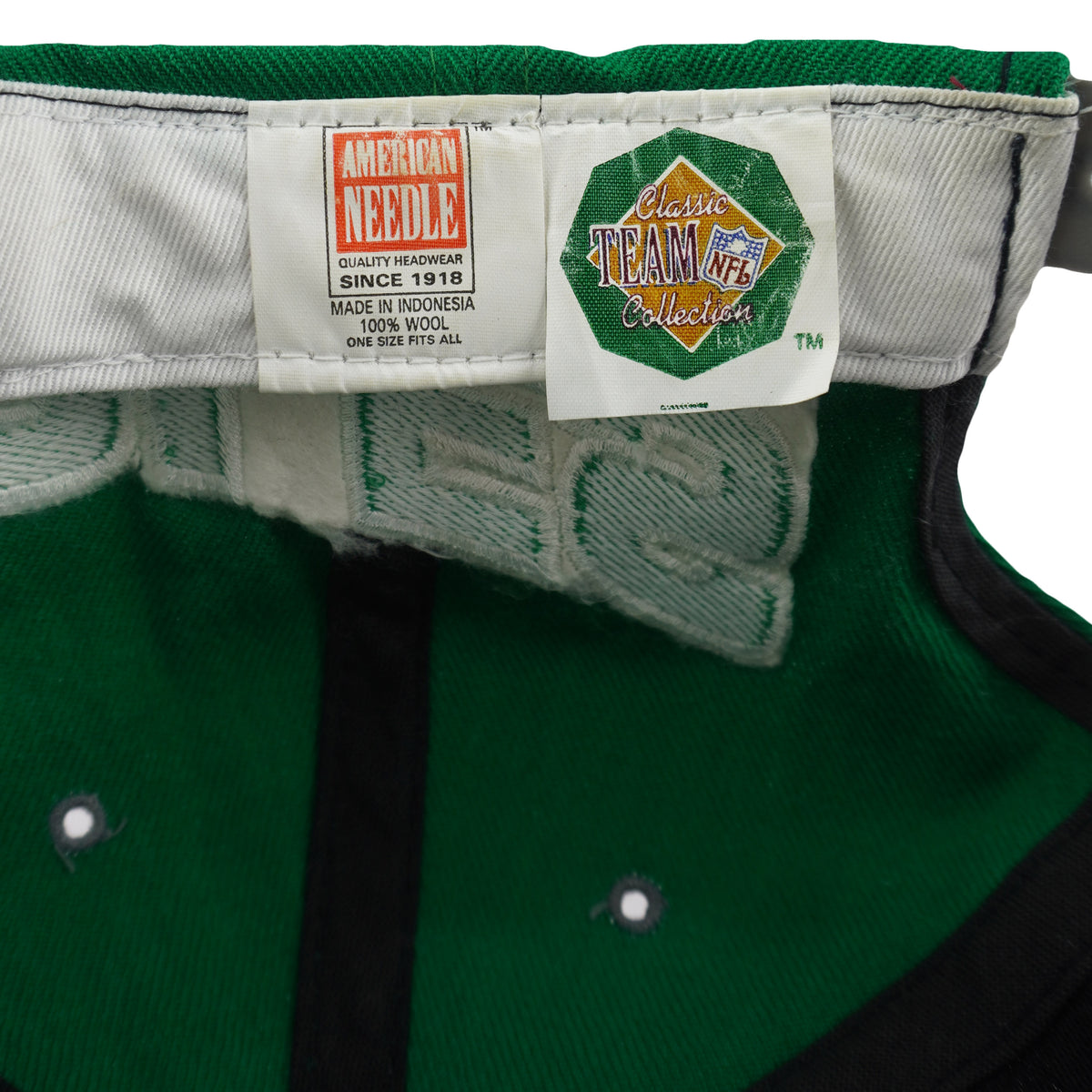American Needle NFL woven label set inside the wool cap