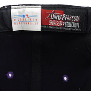 Close-up of the MLB and Drew Pearson Sports Headwear woven label set inside the cap