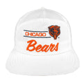 White 1990s NFL Chicago Bears snapback front with orange script and embroidered bear mascot