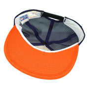 Interior view of Bears trucker cap showing orange brim underside and sweatband