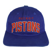 Royal blue and green 1990s NBA Starter Detroit Pistons snapback cap shown from the front