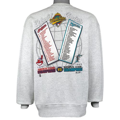 MLB (Pro Player) - Indians VS Marlins World Series Matchups Crew Neck Sweatshirt 1997 Large Vintage Retro Baseball