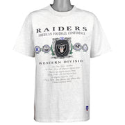 Vintage NFL (Nutmeg) - Los Angeles Raiders AFC Western Division T-Shirt 1990s Large in black and gray