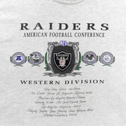 Vintage NFL (Nutmeg) - Los Angeles Raiders AFC Western Division T-Shirt 1990s Large in black and gray
