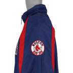 Boston Red Sox embroidered sleeve patch on the blue jacket