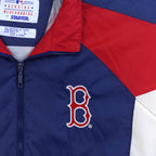 Red shoulder panel and embroidered B on the jacket chest