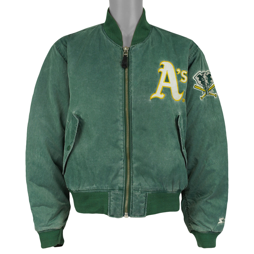 Vintage Starter (MLB) - Oakland Athletics Reversible Jacket 1990s Medium in green and beige