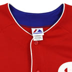 Majestic Medium label inside the Phillies jersey collar