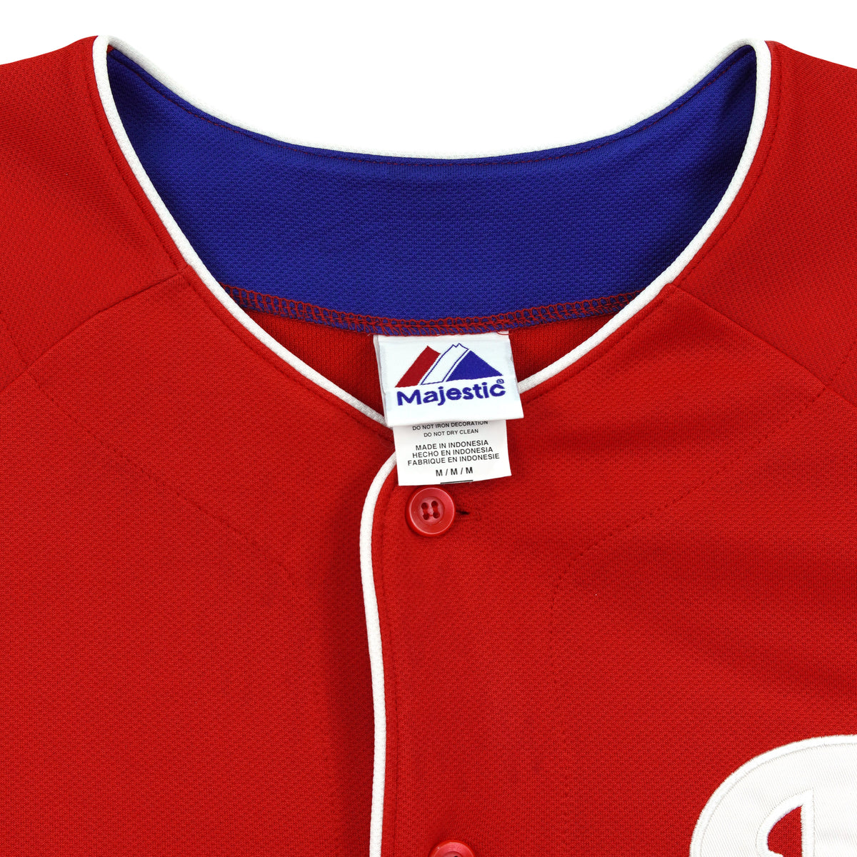 Majestic Medium label inside the Phillies jersey collar