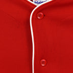Red front buttons and white piping on the Phillies jersey