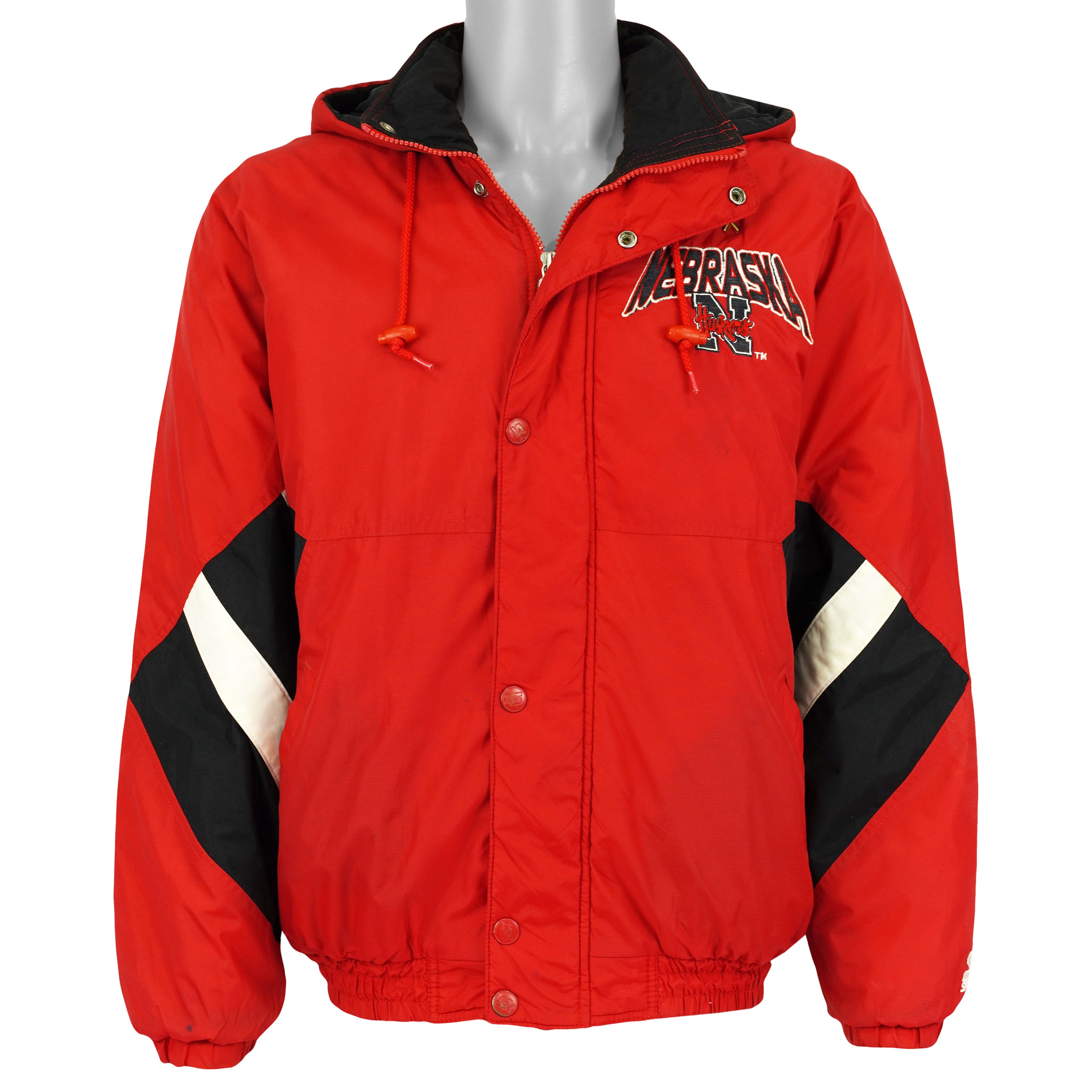 Starter (NCAA) - Nebraska Huskers Hooded Insulated Jacket 1990s Large