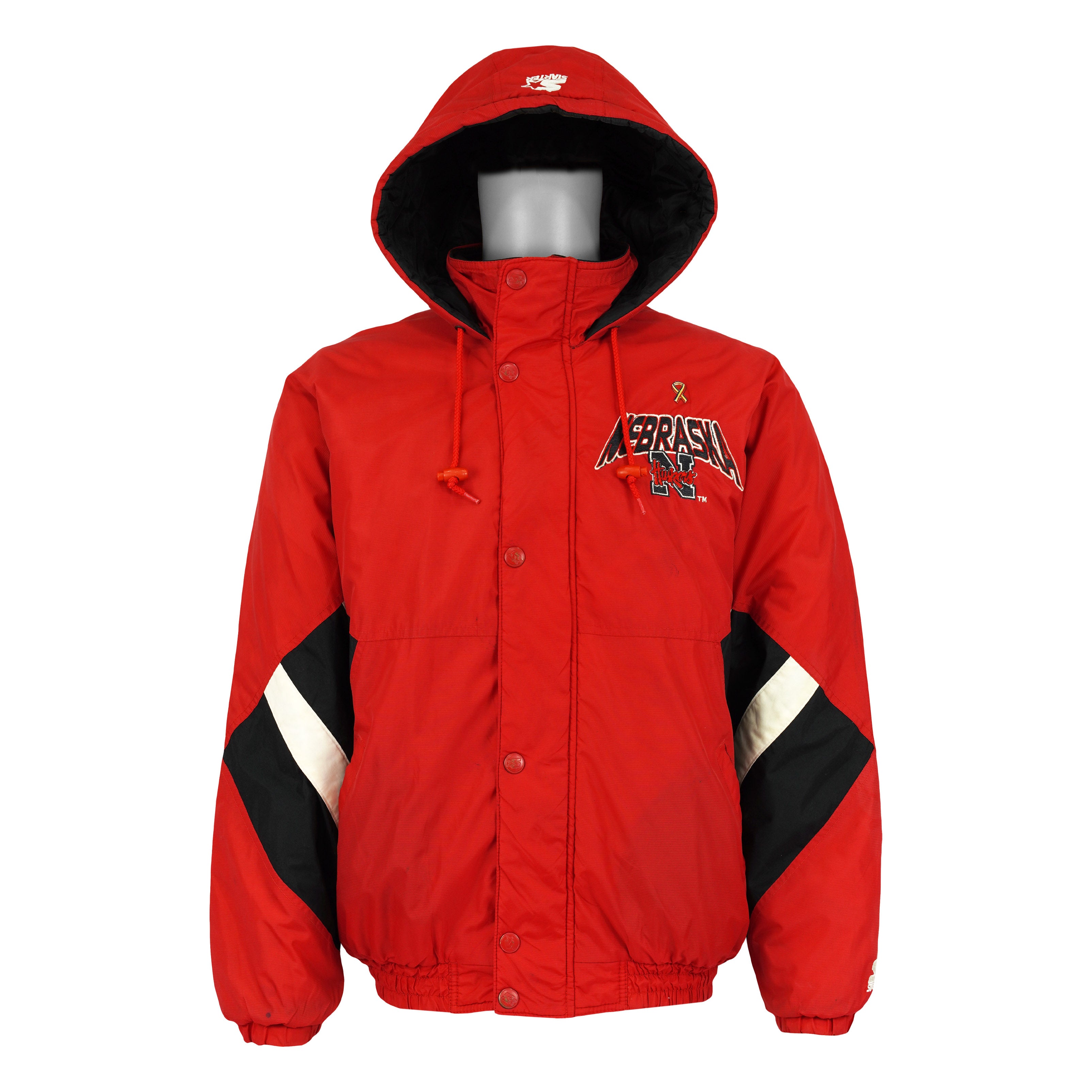 Starter (NCAA) - Nebraska Huskers Hooded Insulated Jacket 1990s Large