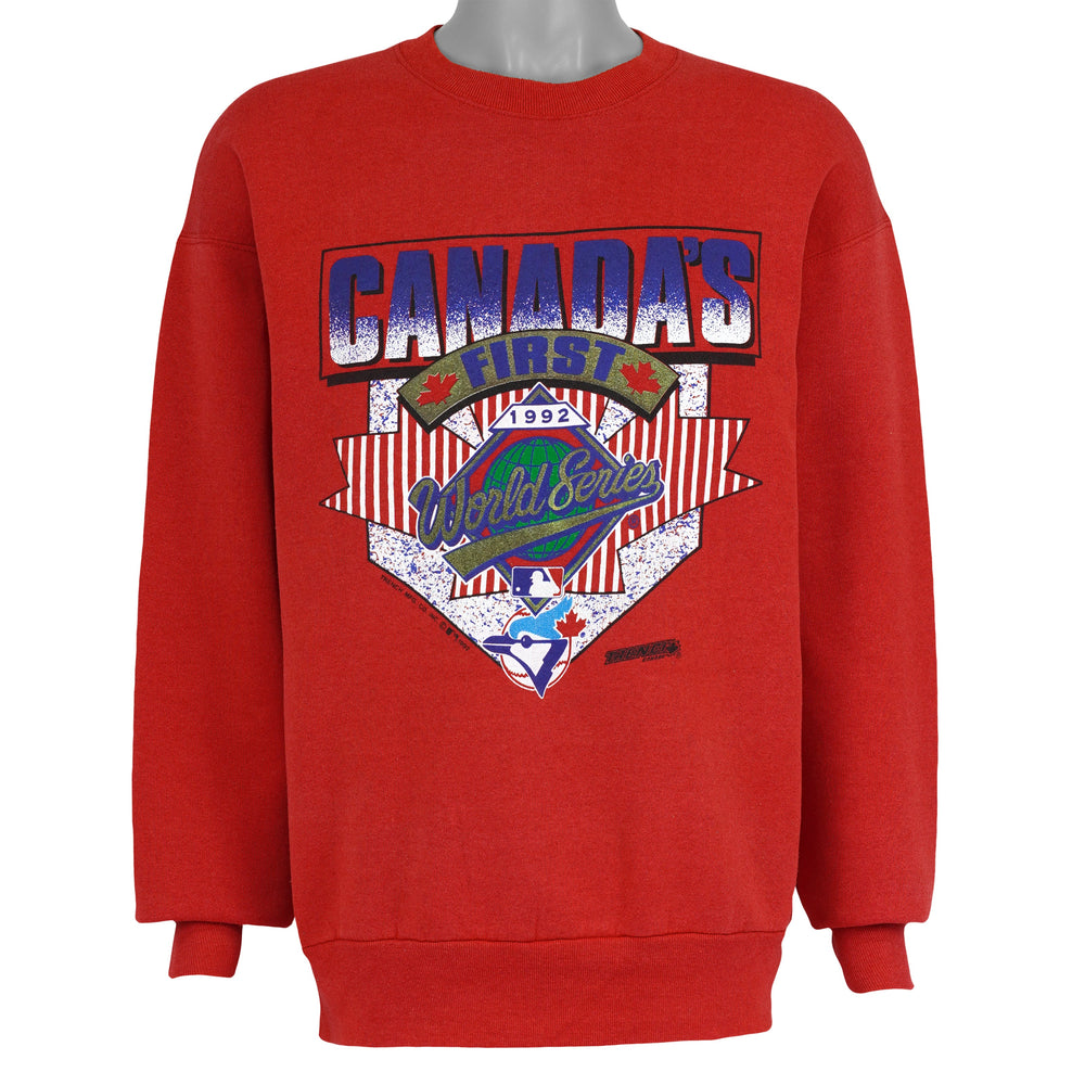 Toronto Blue Jays Canada's First 1992 World Series red sweatshirt front