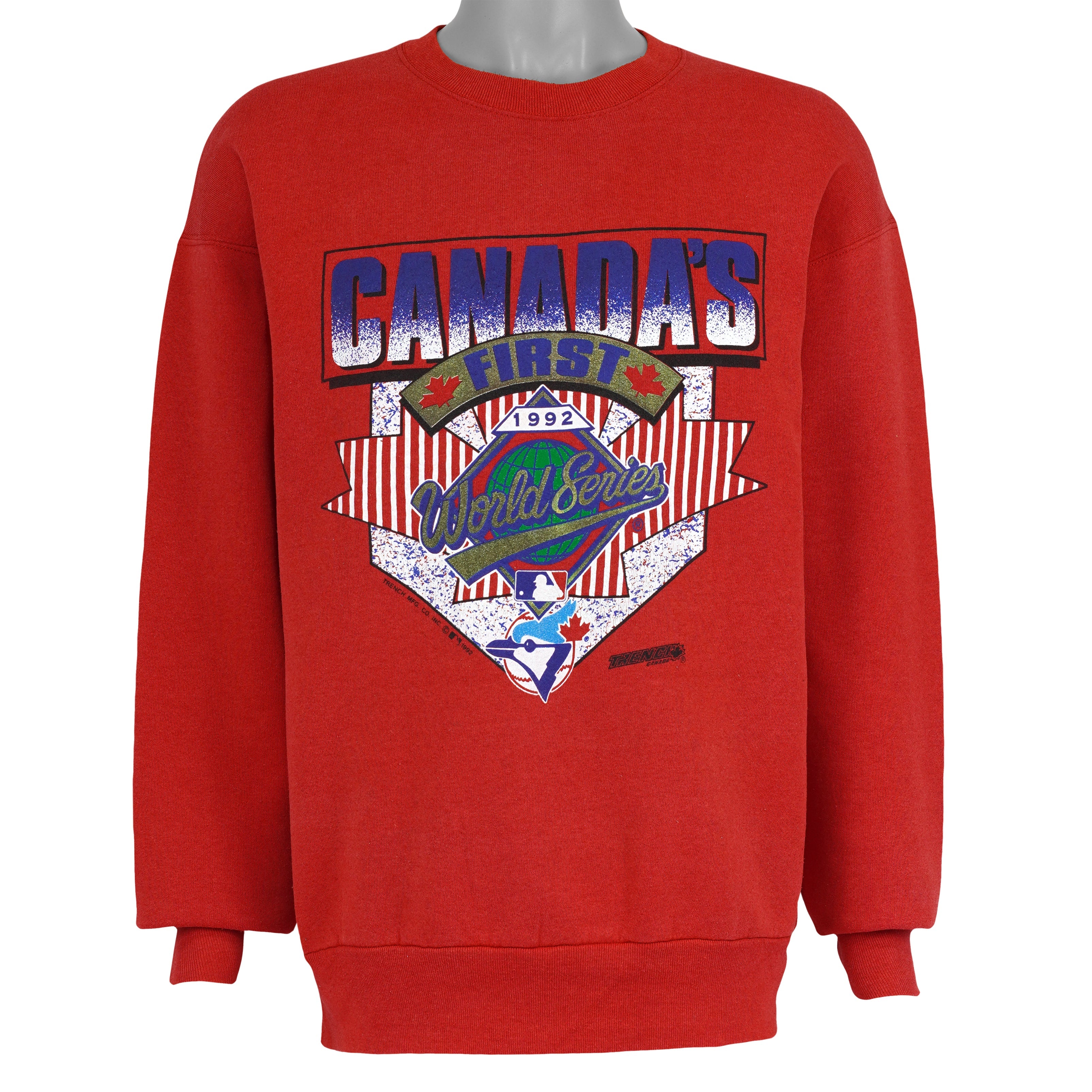 Toronto Blue Jays Canada's First 1992 World Series red sweatshirt front