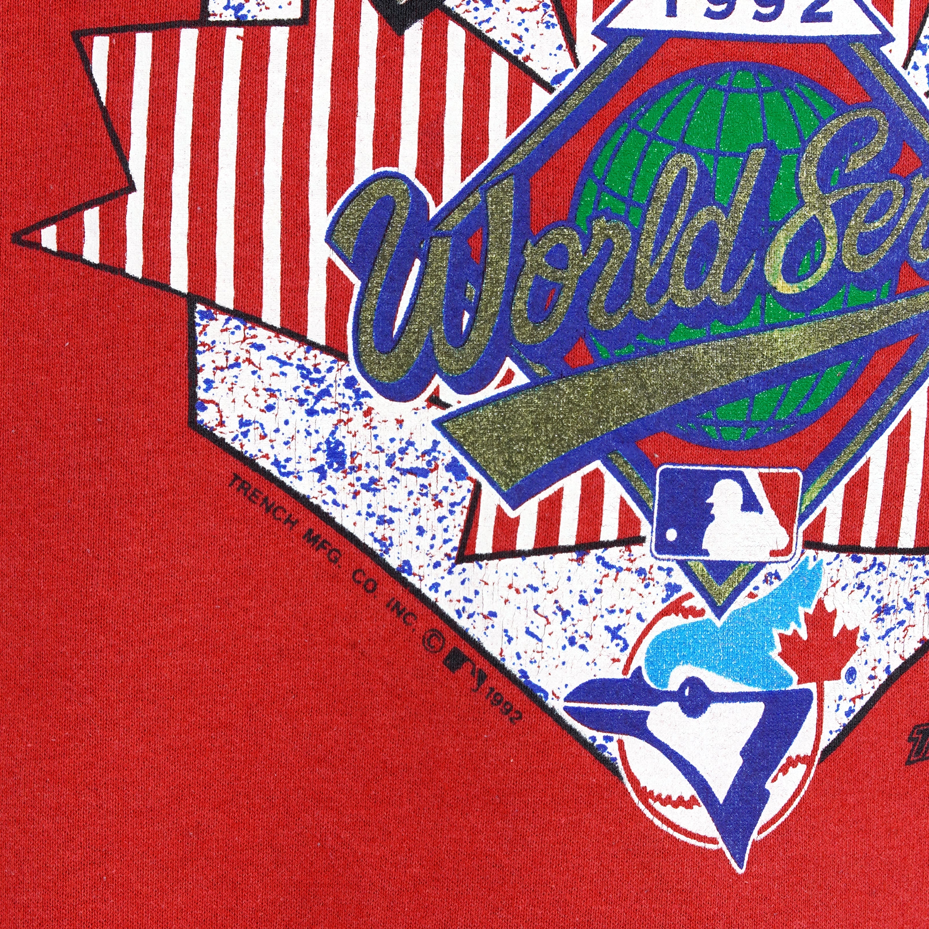 Toronto Blue Jays 1992 World Series graphic and print wear detail