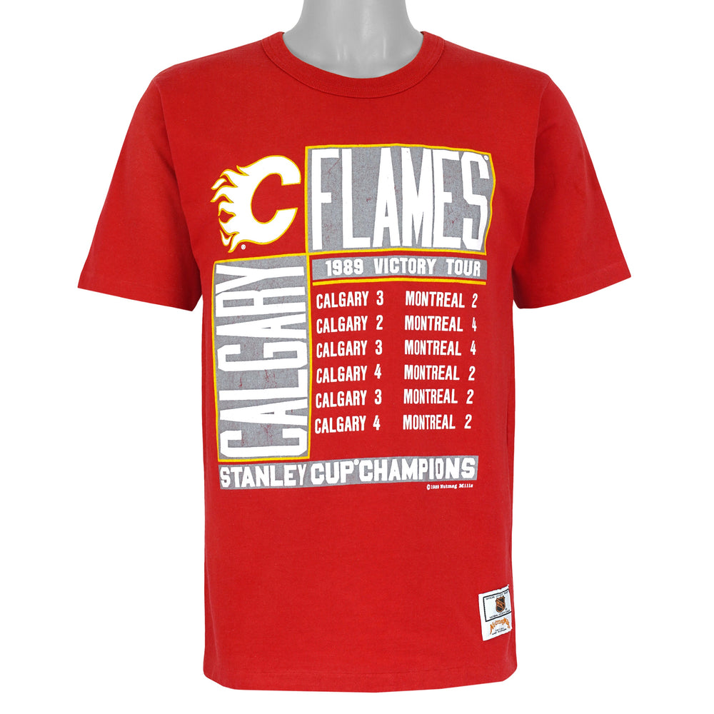 Calgary Flames 1989 Victory Tour red T-shirt front view