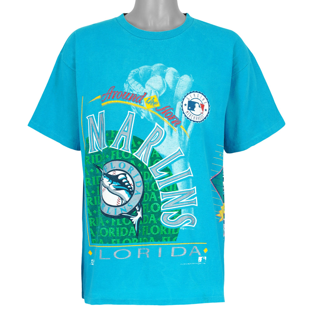 Florida Marlins Salem Around the Horn teal T-shirt front