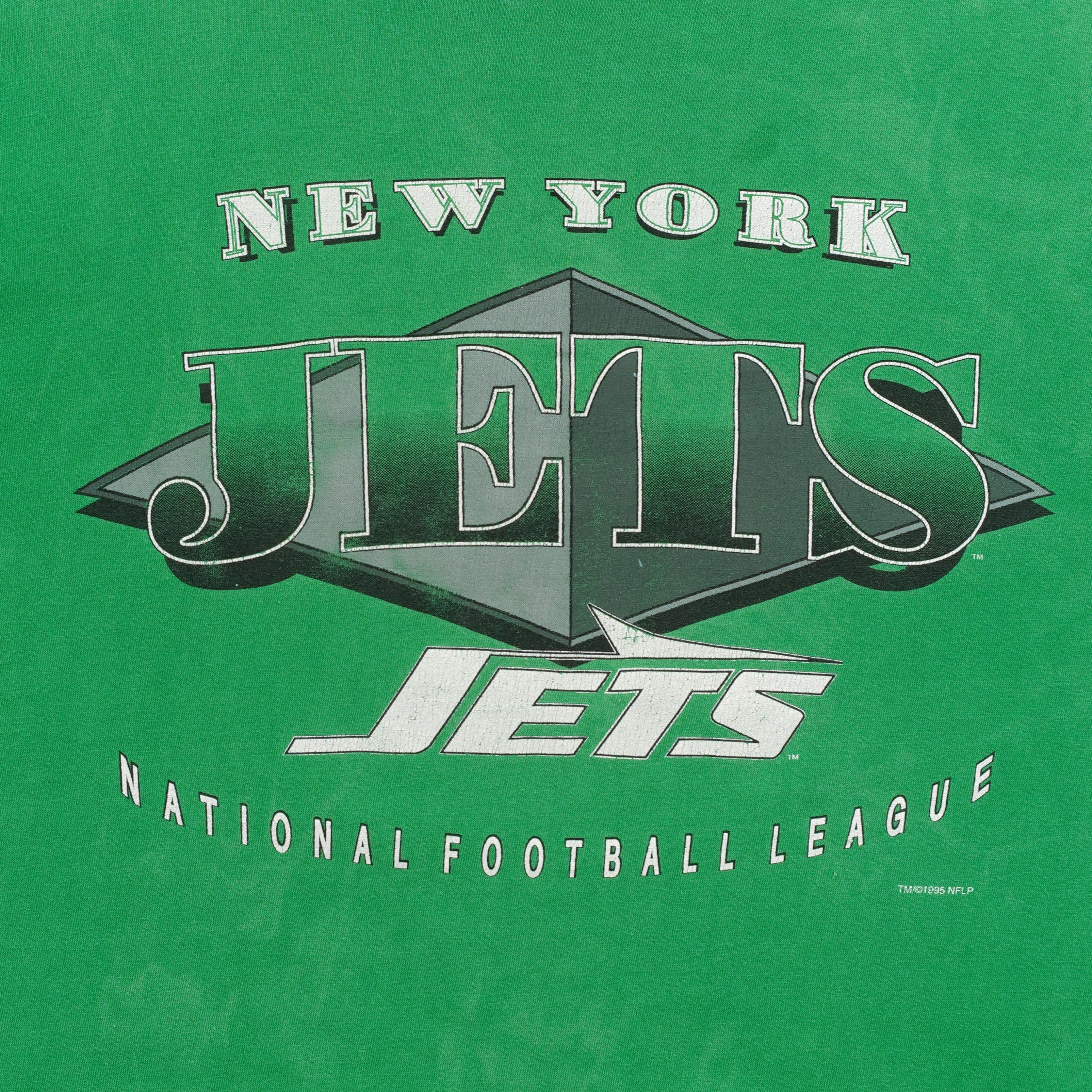New York Jets 1995 NFLP cracked front graphic detail