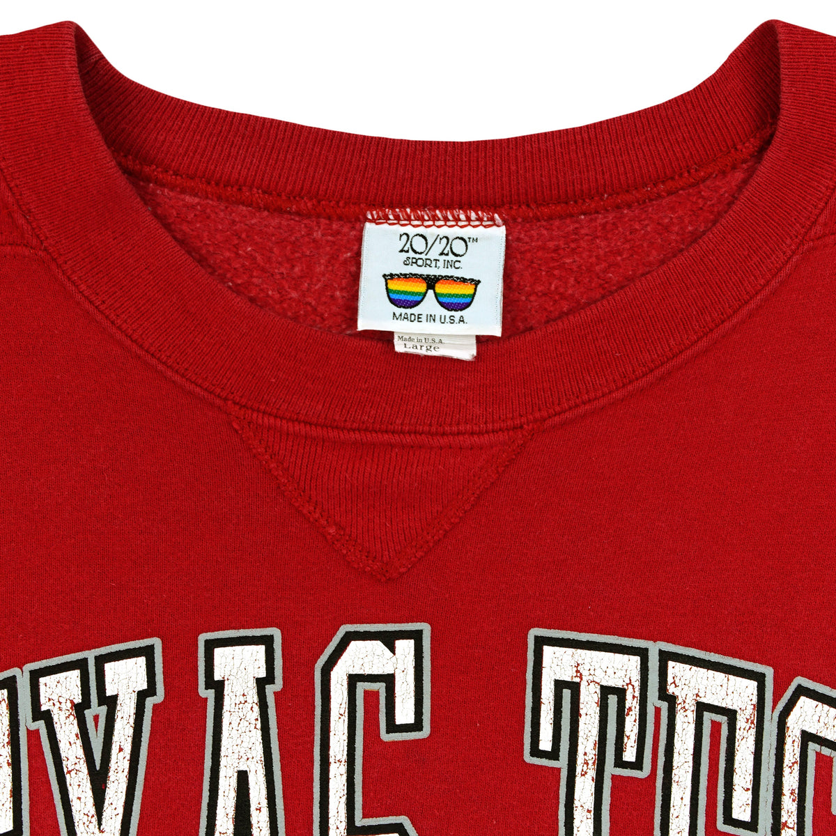 20/20 Sport Large Made in USA label and cracked lettering detail