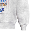 Close view of marks around the cuff on the gray Blue Jays sweatshirt
