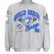 Gray Blue Jays sweatshirt front with a 1992 World Series Champions graphic