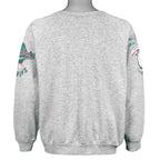 Plain gray back of the Blue Jays sweatshirt with printed sleeves