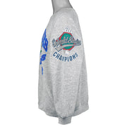 Side view of the gray sweatshirt with a 1992 World Series Champions sleeve graphic