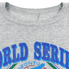Gray Blue Jays sweatshirt neckline with no readable size label
