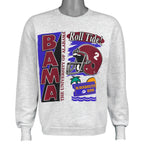 Alabama Crimson Tide Roll Tide Blockbuster Bowl graphic on a gray crewneck sweatshirt front view