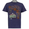 Denver Nuggets basketball and hoop graphic on a faded purple T-shirt front view